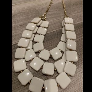 White multi layer statement necklace